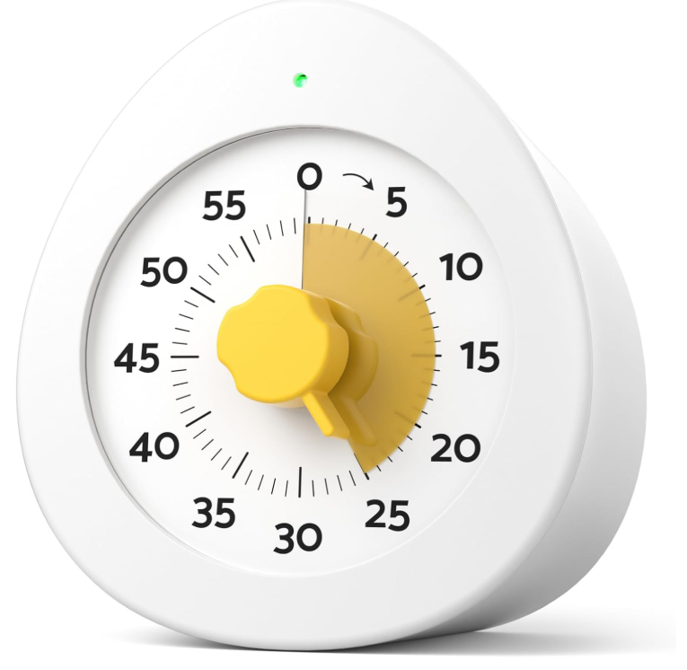 Visual Timer for Kids with Cute Design, Quiet Countdown Clock with Adjustable Alarm, Pause Function, Magnetic Kitchen Timer for Study, Classroom, Cooking, Exercise