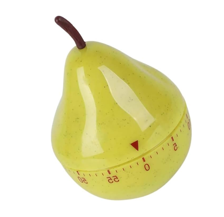 Cute Pear Kitchen Timer, 60-Minute Mechanical Cooking Timer, No Battery Required, Fun Fruit Timer for Baking, Study, Face Mask, Kids